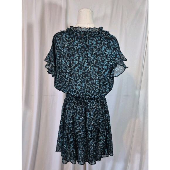 Misa Women's Designer Teal Shimmer Black Lyra Mini Dress Medium - Picture 9 of 11